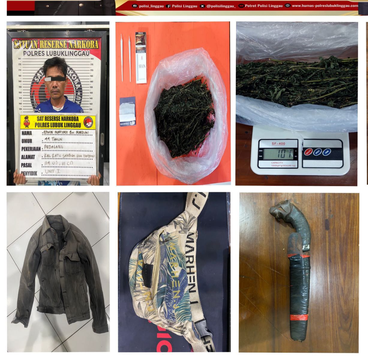 Satresnarkoba Polres Lubuklinggau Berhasil Gagalkan Peredaran Narkotika Jenis Ganja, Pelaku Beserta Barang Bukti