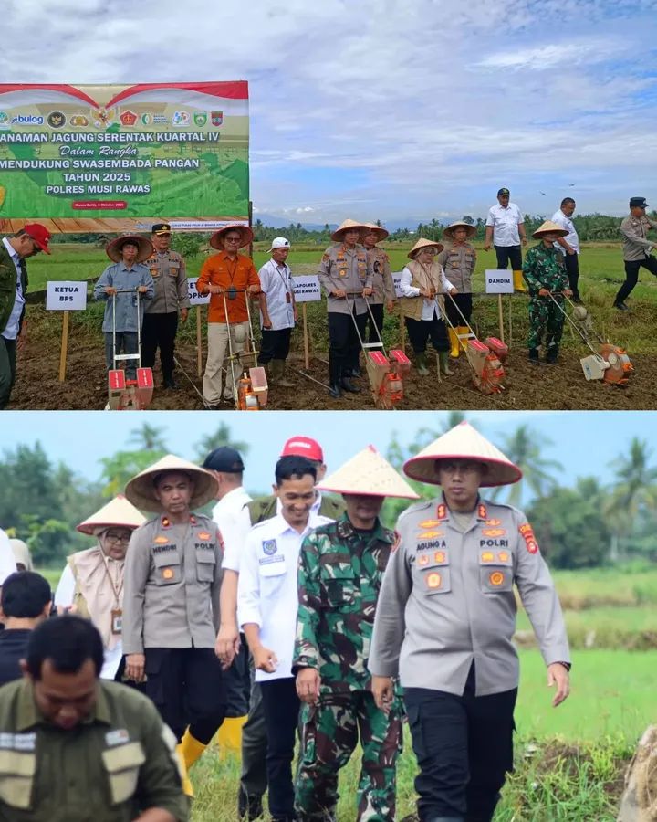 Mendukung Swasembada Pangan di Indonesia, Pemkab Musirawas Bersama Polres Laksanakan Penanaman Jagung Serentak