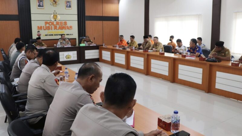 Mitigasi Bencana saat Cuaca Ekstrem, Polres Musi Rawas Bersama Pemkab Musi Rawas Gelar Rapat Koordinasi Lintas Sektoral.