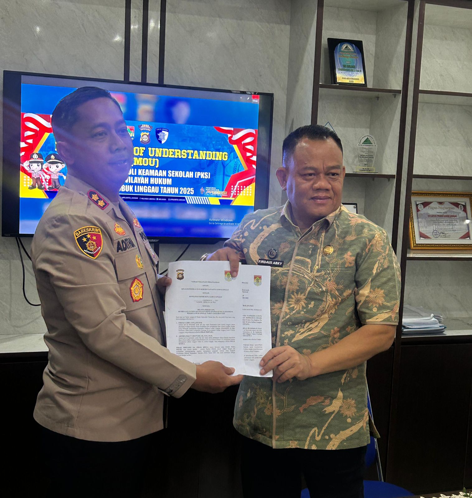 Disdik Bersama Polres Lubuklinggau Teken MoU Pembinaan Patroli Keamanan Sekolah