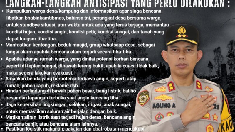 Antisipasi dan Mitigasi Badai Siklon Tropis, Kapolres Musi Rawas Sampaikan 12 Himbauan Kepada Masyarakat