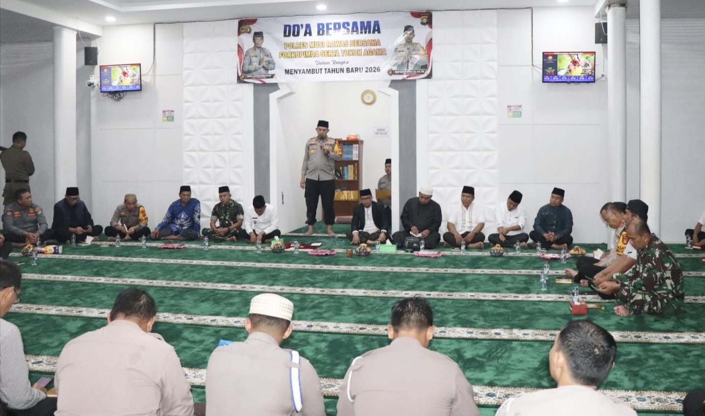 Wujudkan Situasi Aman dan Kondusif di Tahun 2026, Polres Musi Rawas Bersama Forkopimda Gelar Doa Bersama