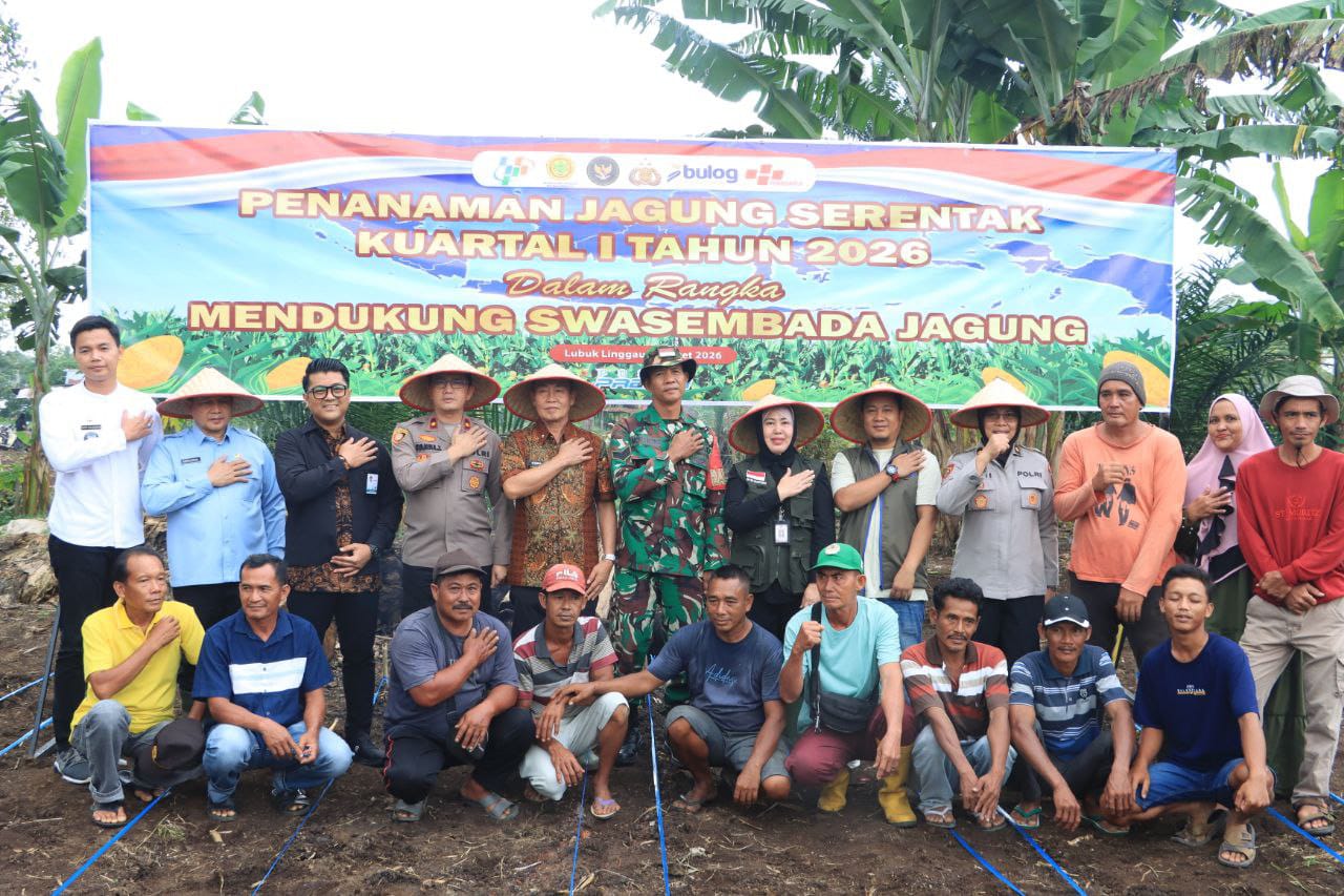 Menjaga Kedaulatan Pangan Bangsa Polres Lubuk Linggau Polda Sumatera Selatan melaksanakan kegiatan Tanam Raya Kuartal I Tahun 2026, 