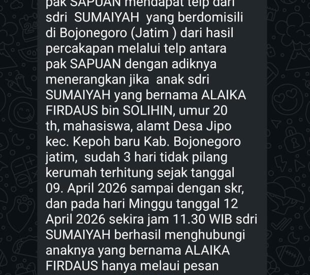 Polres Musi Rawas Sigap Temukan Pemuda Asal Bojonegoro, Kapolres Tegaskan Pelayanan Humanis