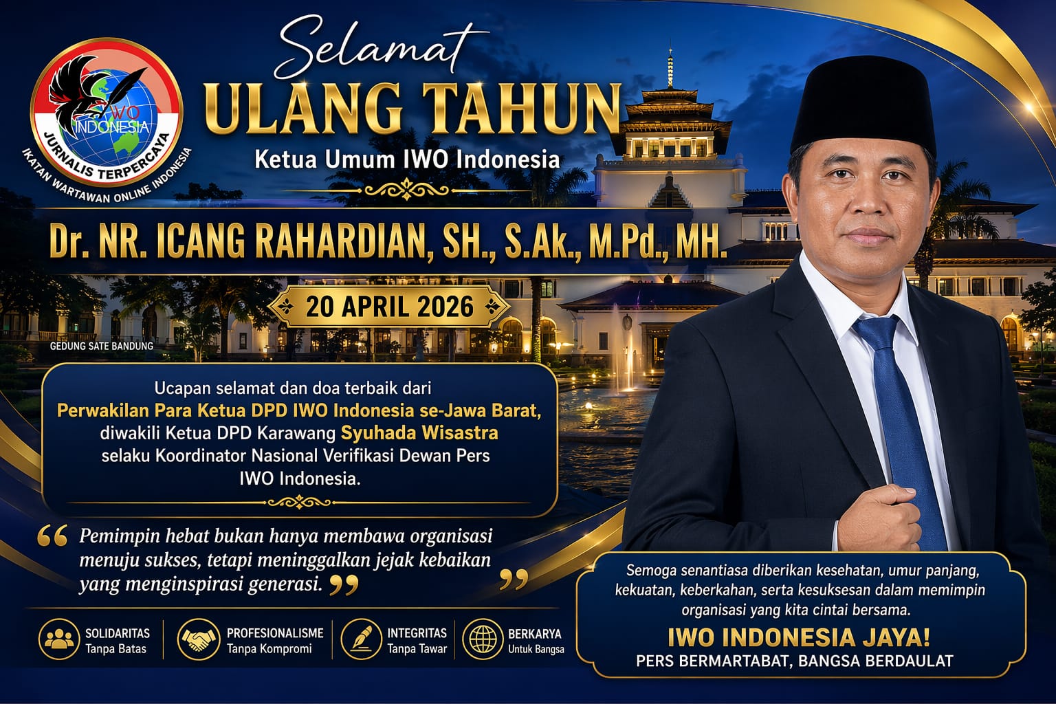 Ketua DPW Sumsel Puji Kepemimpinan Visioner Dr. Icang Rahardian di Hari Ulang Tahun Kelahiran