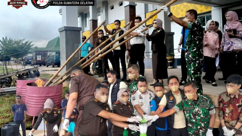 Transparansi Penegakan Hukum, Polres Musi Rawas Musnahkan Sabu, Ekstasi, hingga Senpi Rakitan