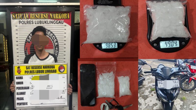 Barang Bukti Sabu 147,57 gram Berhasil Diamankan Tim Satresnarkoba Polres Lubuklinggau Dari Pelaku IR