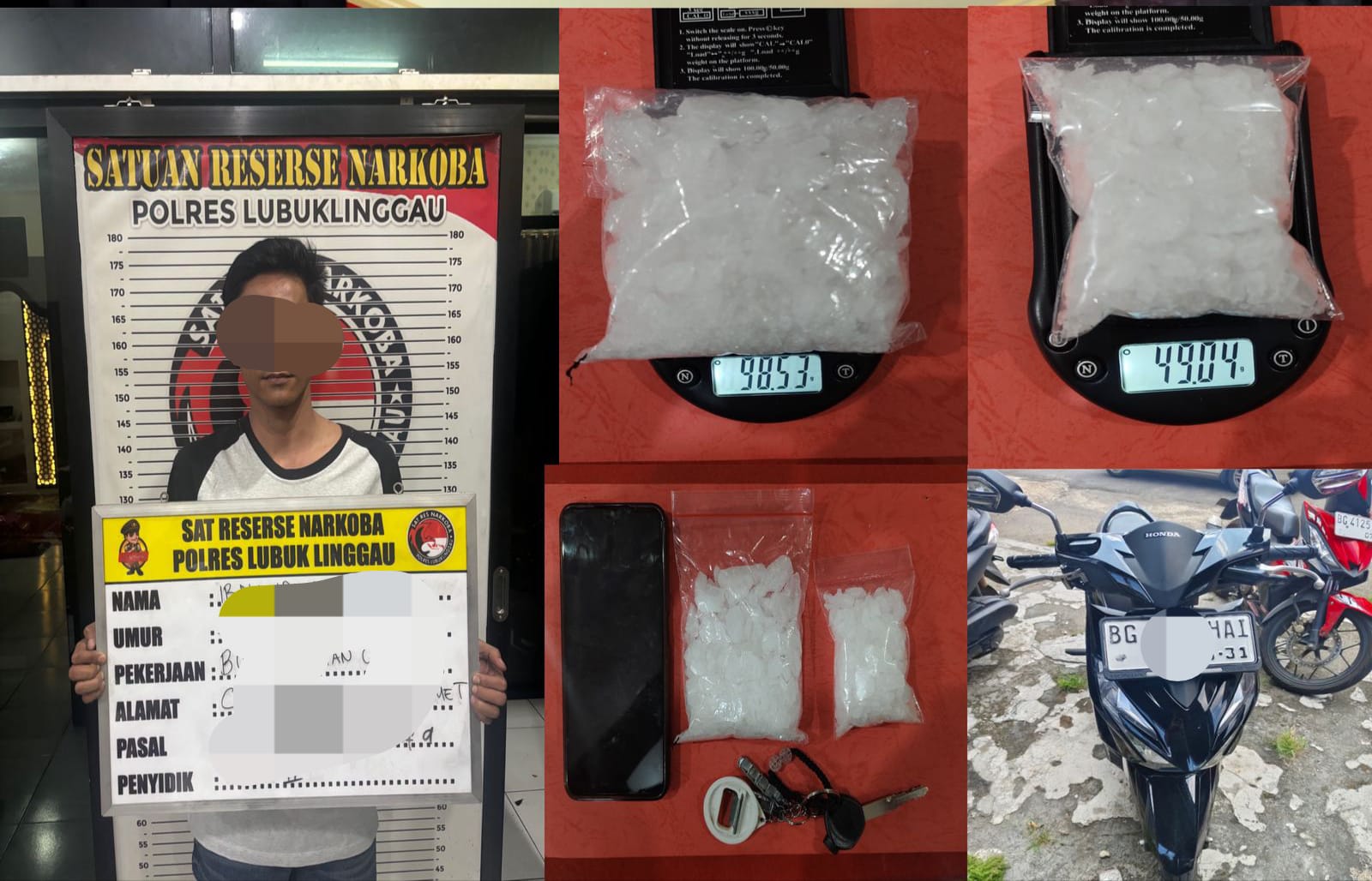 Barang Bukti Sabu 147,57 gram Berhasil Diamankan Tim Satresnarkoba Polres Lubuklinggau Dari Pelaku IR