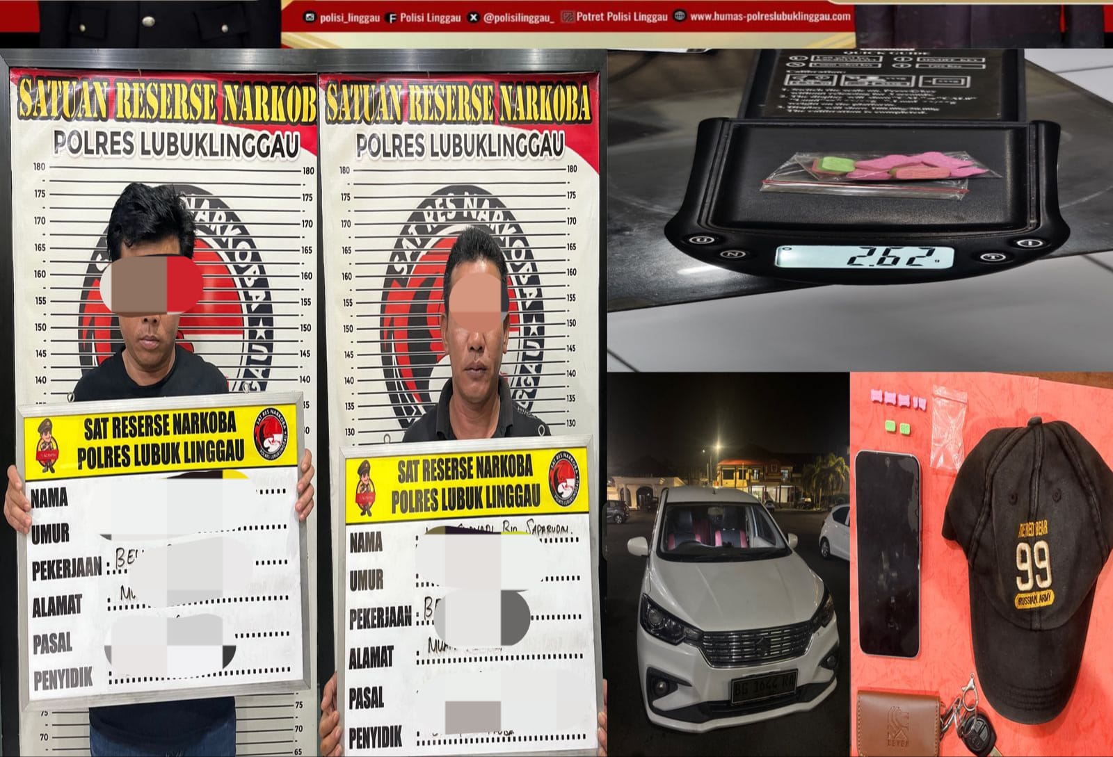Petugas Satres Narkoba Polres Lubuklinggau Berhasil Mengamankan Dua Orang Pria Paruh baya di Mobil Ertiga 
