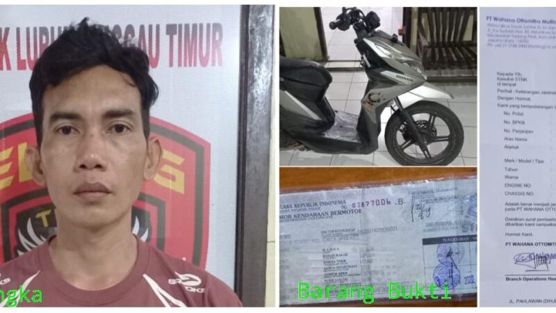 Tersangka PY, Buruh Asal Kecamatan Tuah Negeri,Pelaku Penipuan Penggelapan Sepeda Motor Berhasil Ditangkap Unit Reskrim Polsek Lubuk Linggau Timur