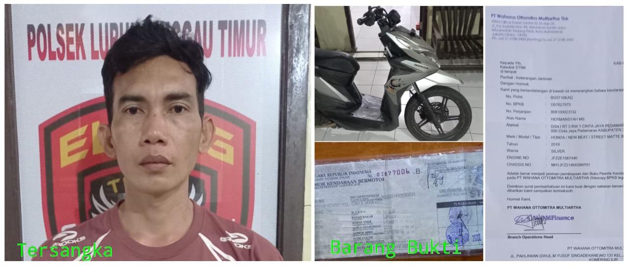 Tersangka PY, Buruh Asal Kecamatan Tuah Negeri,Pelaku Penipuan Penggelapan Sepeda Motor Berhasil Ditangkap Unit Reskrim Polsek Lubuk Linggau Timur